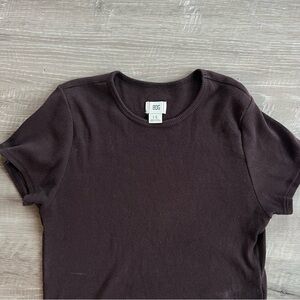 BDG Brown Ribbed Baby Tee